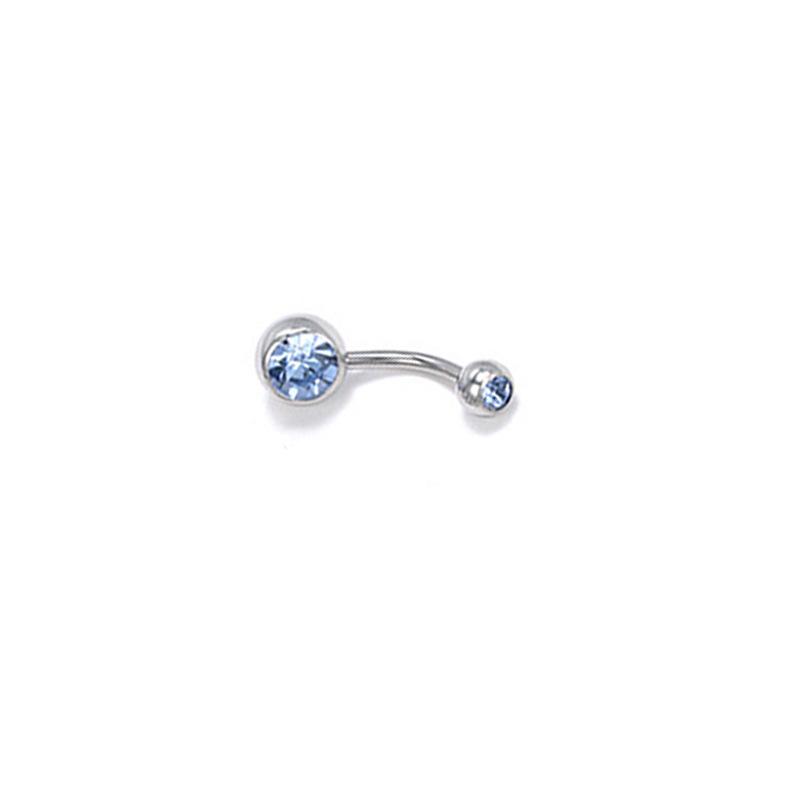 Colorful Double Head Glass Belly Button Ring - Trendy Stainless Steel Summer Style