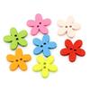 100pcs 14x15mm 2-hole Mixed Flower Wooden Decorative Buttons Suitable for Sewing Clip Arts and Craft