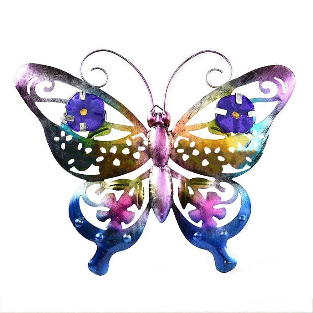 Beautiful Fence Ornament 3D Hanging Sculpture Metal Butterfly Wall Art Garden Decorative