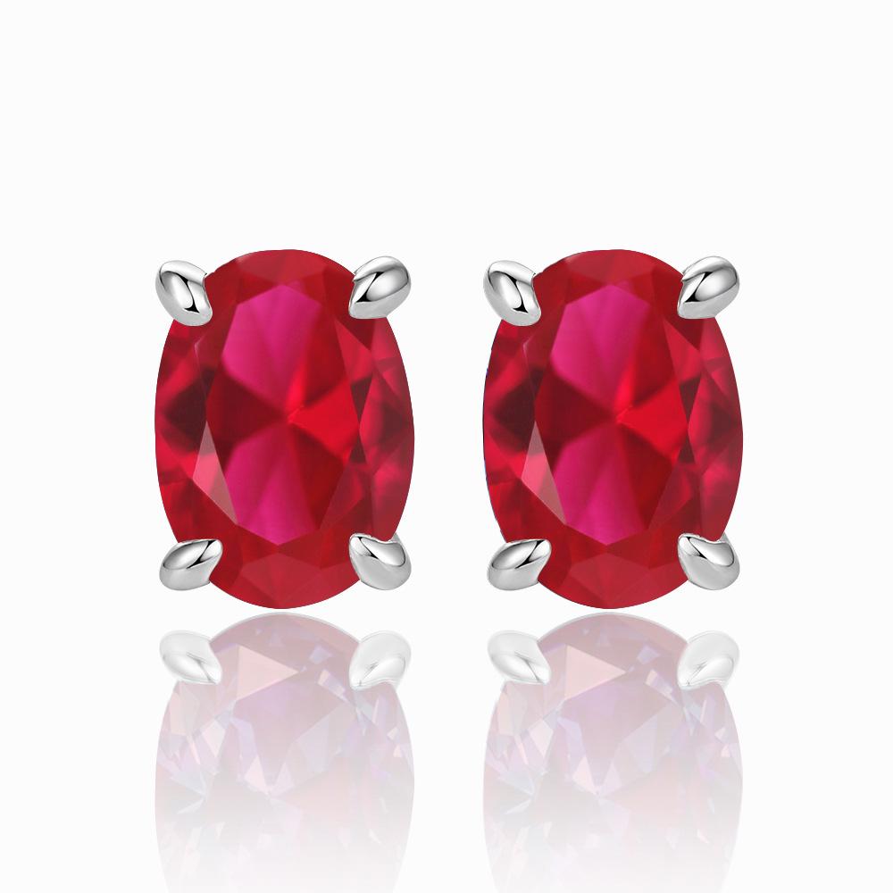 European and American Sterling Silver Stud Earrings Fashion S925 Sterling Silver Earrings Fashion Oval Zircon 925 Silver Stud Earrings