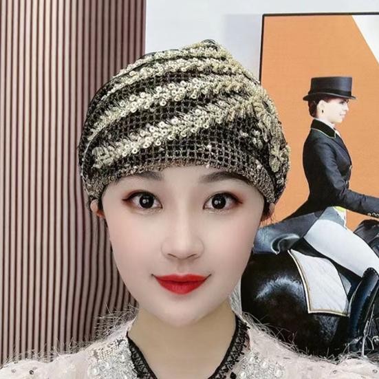 Женская шапка-тюрбан Yousheng, декор с блестками, соответствующий цвету, вышивка, легкий головной платок, крышка для волос, женская повязка на голову, женская повседневная шапочка