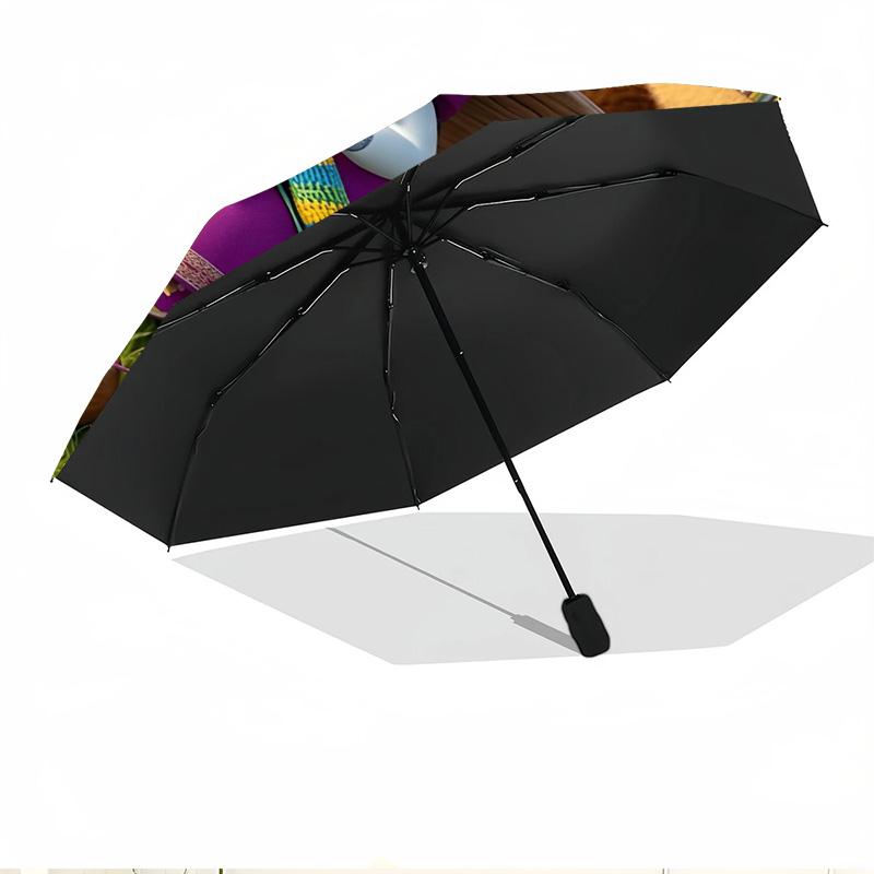 cartoon animation Print Automatic Open Close Umbrella, Portable Foldable Umbrella, for Outdoor Commute Camping Trip, Ideal Birthday Gift