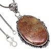 Pendant Amrican Jasper Gemstone Handicraft Valentine'Day Silver Jewelry 2.5"