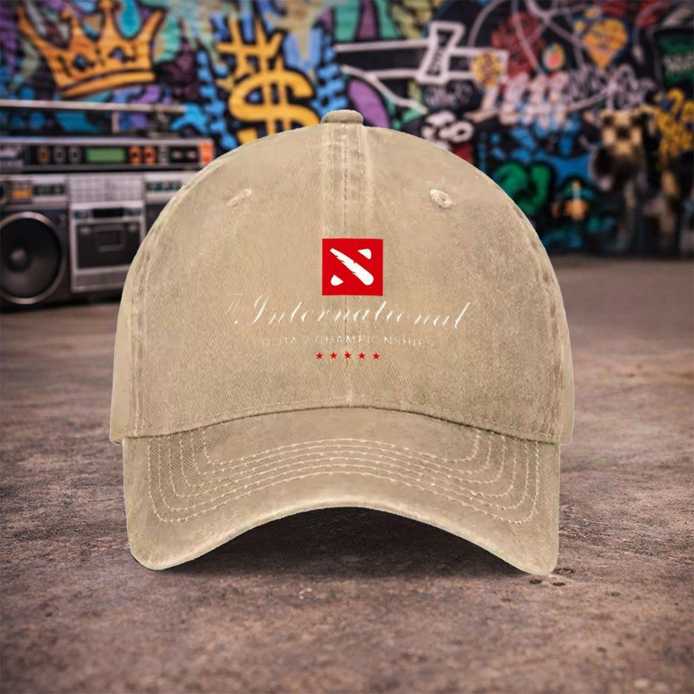 Pc Унисекс Dota International Invitational Винтажная стираная бейсболка УнисексS Модная кепка Универсальная кепка-утка Смешной принт Уникальная