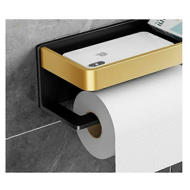 DWW-Porte-Papier Toilette Support Mural en Aluminium,Porte-Rouleau avec tagres Spacieuses,Support Mural pour Papier Toilette pour Toilettes et Cuisine