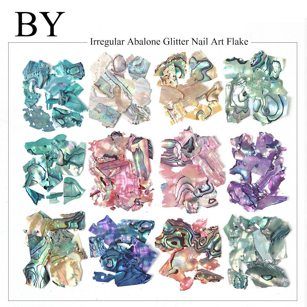 1 Box Nails Abalone Shell Fragments Texture Natural Sea Shell 3D Charm Shell Nail Art Decoration DIY Beauty Tools