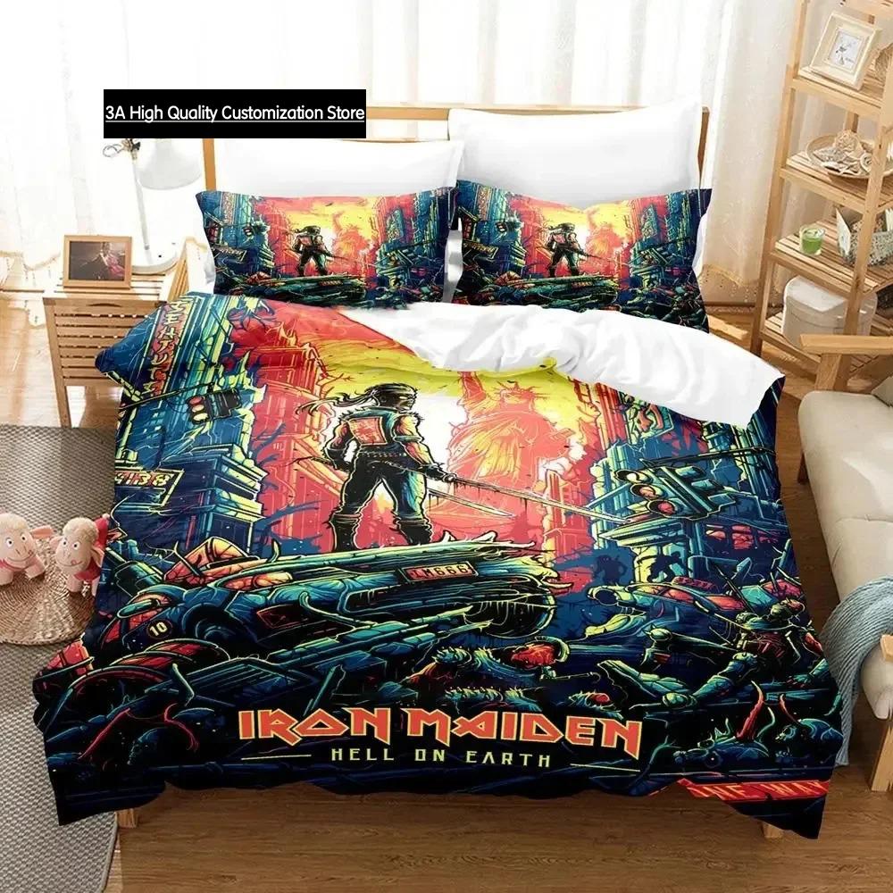Iron Heavy Metal Maidens Bedding Set Duvet Cover Bed Set Quilt Cover Pillowcase Comforter King Queen Size Boys Adult Bedding Set