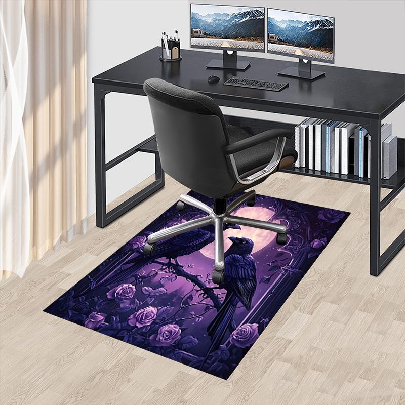 Raven Moonlit Garden Chair Mat Office Carpet, Oversized Rug for Home Decor, Sofa Mat, Desk Pad Gift,