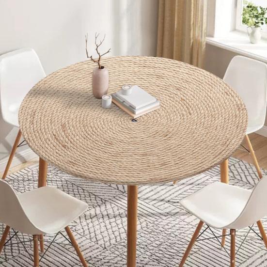Круглая скатерть Yousheng 47,24 дюйма, моющаяся скатерть с эластичным краем, устойчивая к пятнам, для кухни, сада, улицы