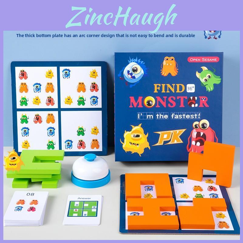 Деревянная головоломка «Поиск монстров» для детей, тренировка концентрации, с карточками и кубиками