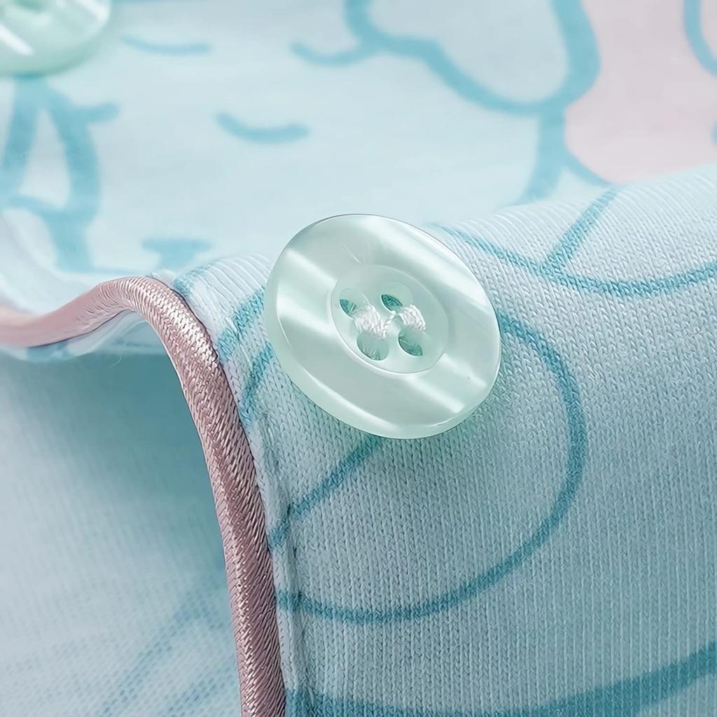 И Низ Хангедон Длинный Короткий Кондиционирование Спереди Нежный на Простой Комплект с Коротким Рукавом [TYBERRY] [Комплект Верх] Пижама, Домашняя одежда, Одежда для отдыха,