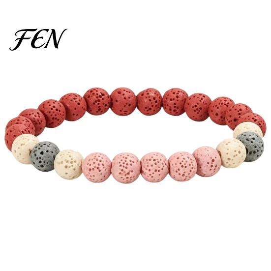 Essential Oil Diffuser Jewelry Gift Obsidian Stone Bracelet for Men Women, Colorful Rock Beads Delicate Porous Texture Bead Stackable Stretch