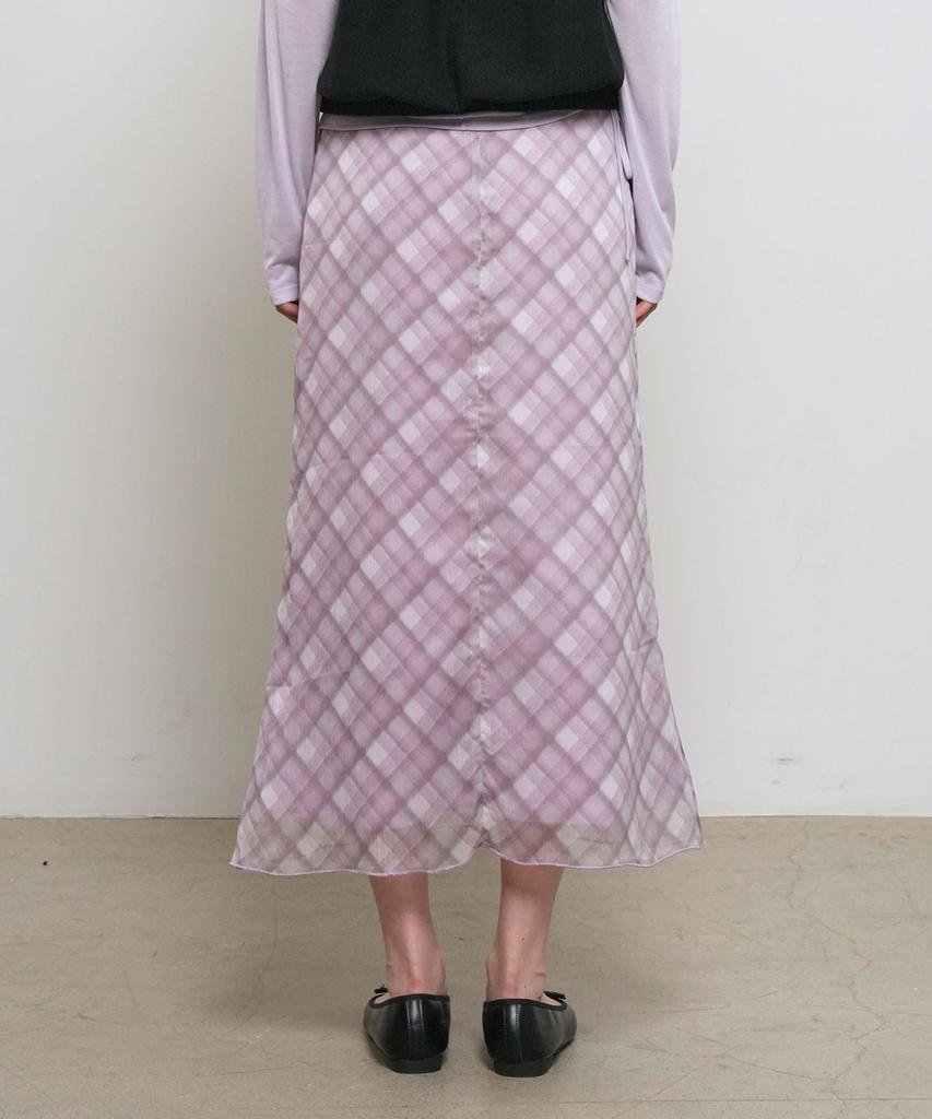 General Idea Check Sheer Long Skirt [Soft Pink] / Gf2Lsk510