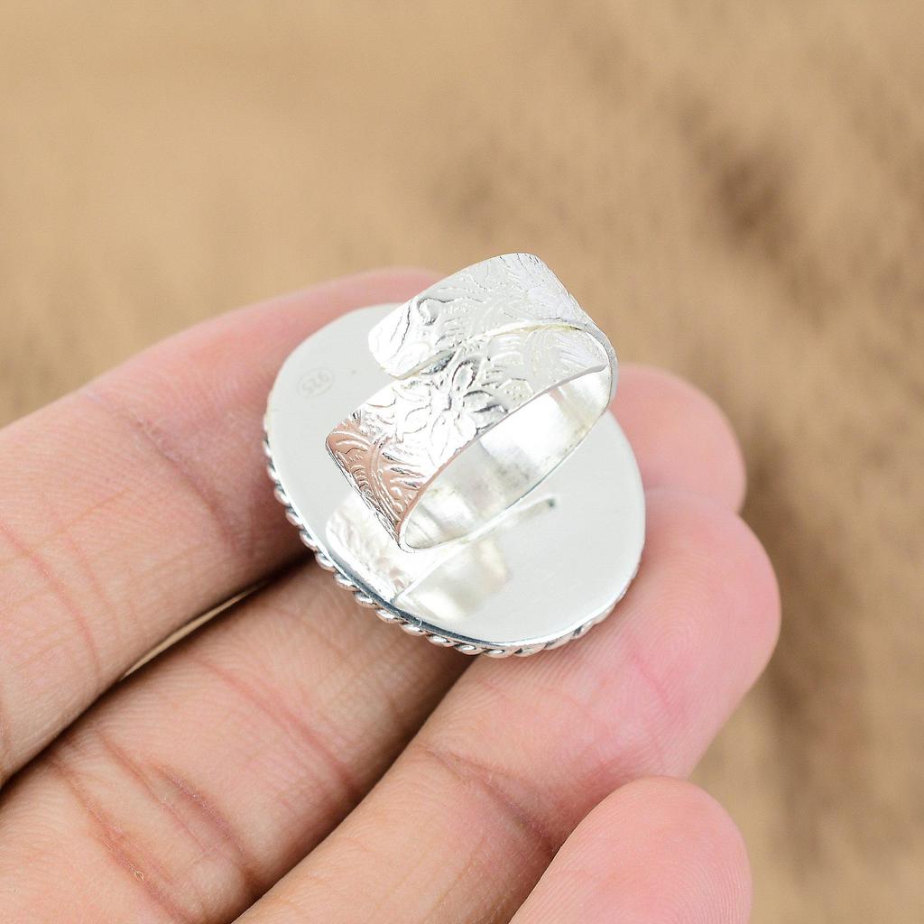 Sterling Silver Round Third Eye Chakra Labradorite Stone Promise Artisan Ring