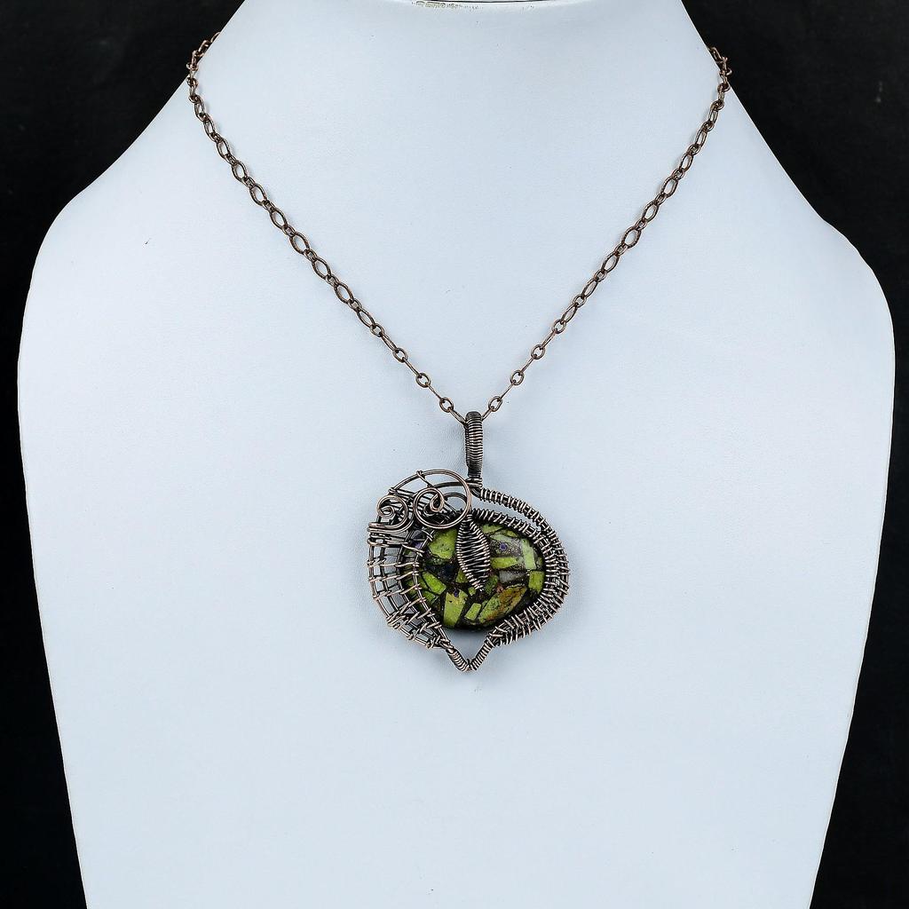 Подвеска из медного стихтита, подвеска из медной проволоки, ювелирные изделия ручной работы из драгоценных камней, женская подвеска, медные украшения в подарок маме, подвеска из проволоки