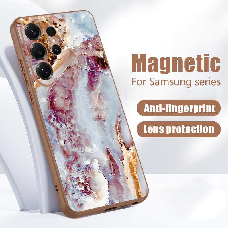 Чехол из песчаника и мрамора для Samsung S26 S25 Ultra S24 Plus S23 FE S22 Ultra A55 A56 A17 A37 A57 5G, гибридный чехол из ТПУ+ПК с ощущением кожи, магнитный чехол для телефона