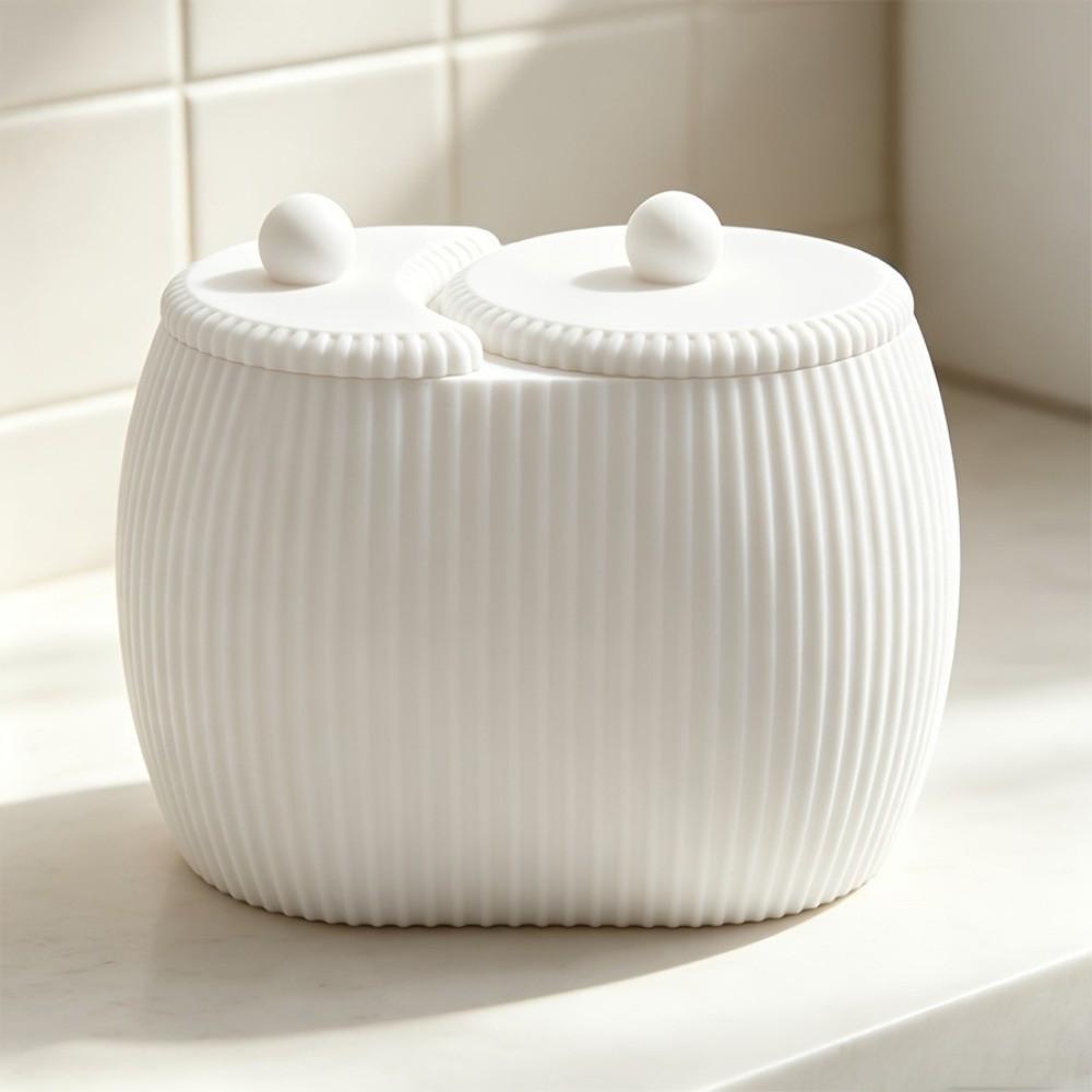 3D Printed Cosmetics Storage Box Striped Pattern Cotton Pad Holder Washbasin Counter Decor