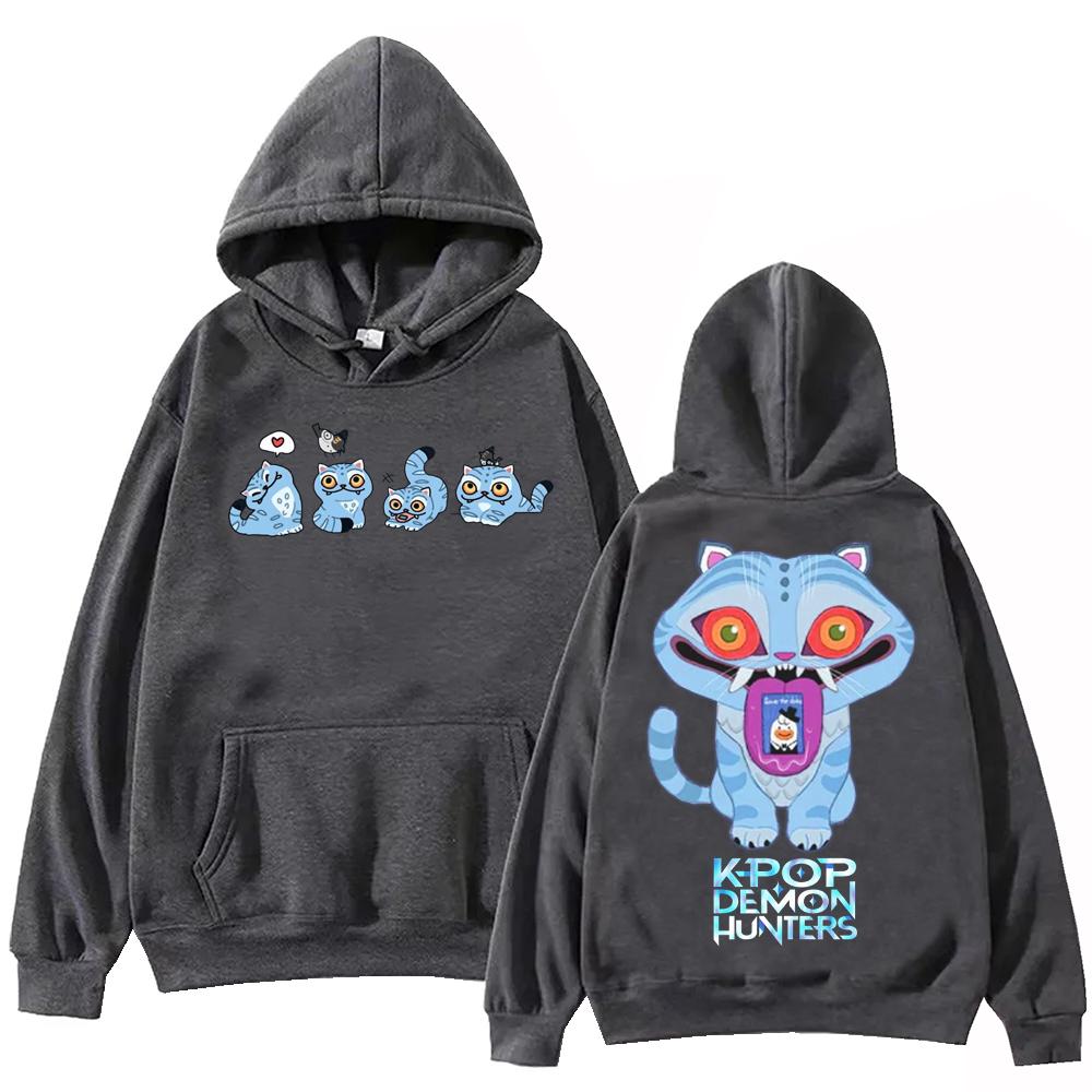 KPop Devil Hunter Tiger hoodie Harajuku Hip-hop pullover with trendy and high-quality print on the front and back