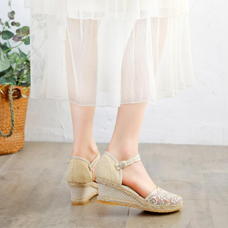 Модные женские босоножки на танкетке, лето 2024, новинка, эспадрильи, женские удобные прогулочные повседневные босоножки на каблуке, туфли-лодочки, обувь Zapatos Fiesta Mujer