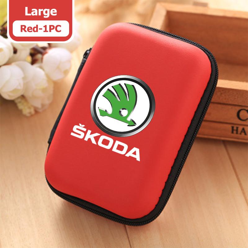 AAABR1 For Skoda Portable Mini Car Earphone Data Cable Charger Storage Bag Accessories Kodiaq Fabia Kamiq Karoq Octavia 2 3 Rapid Scala