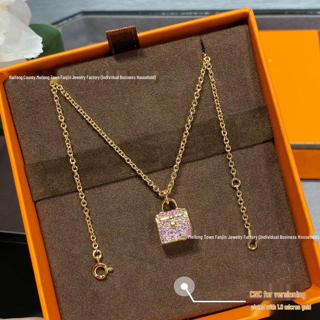 Women's 18K Rose Gold-Plated Diamond Kelly Handbag Necklace