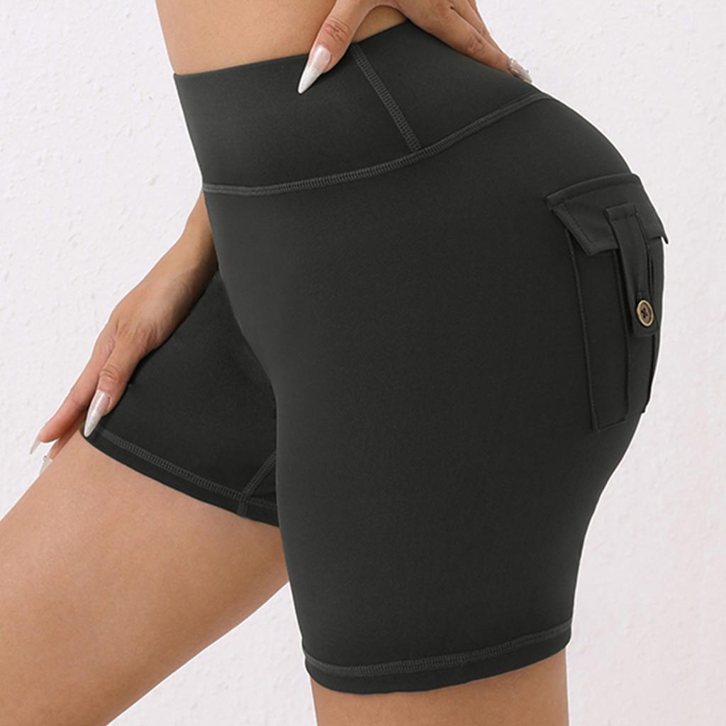 Женские бесшовные шорты для йоги с задним карманом, подтягивающие ягодицы и рюши, велосипедные колготки для тренировок, шорты для спортзала