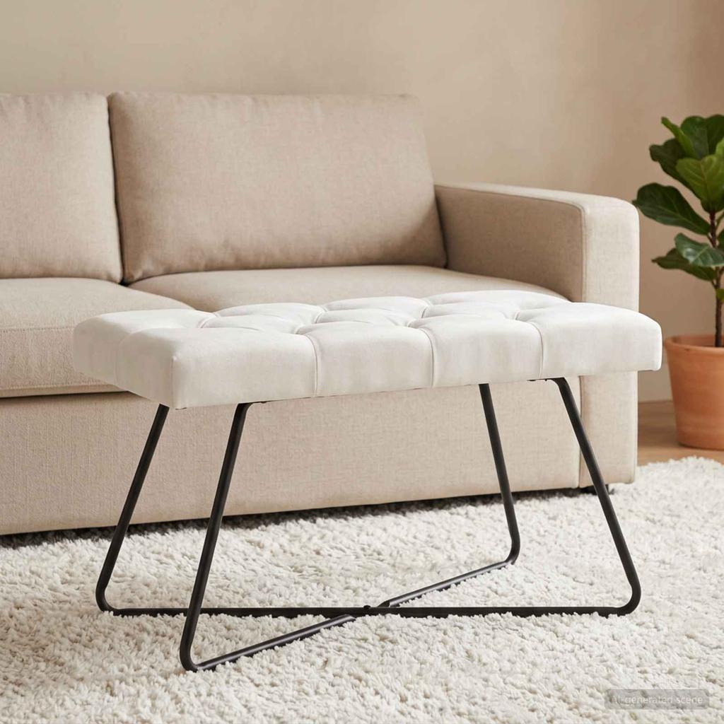 Button Tufted Bench White 80 x 40 x 46 cm Fabric