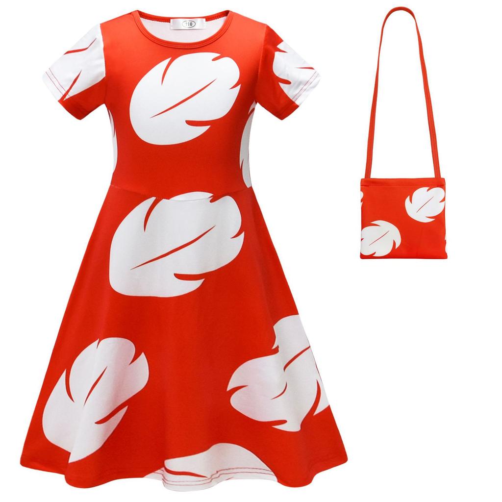 New Star Baby Lilo And Stitch Lilo Cos Girls Short Sleeve Dress + Bag