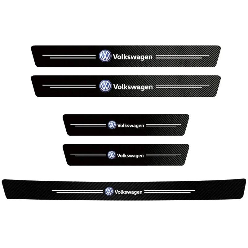 ·1/4/5Pcs Car Door Sill Carbon Microfiber Protector Sticker For Volkswagen VW Golf Passat GTI Amarok Teramont Phaeton ID.3 SharaAL2