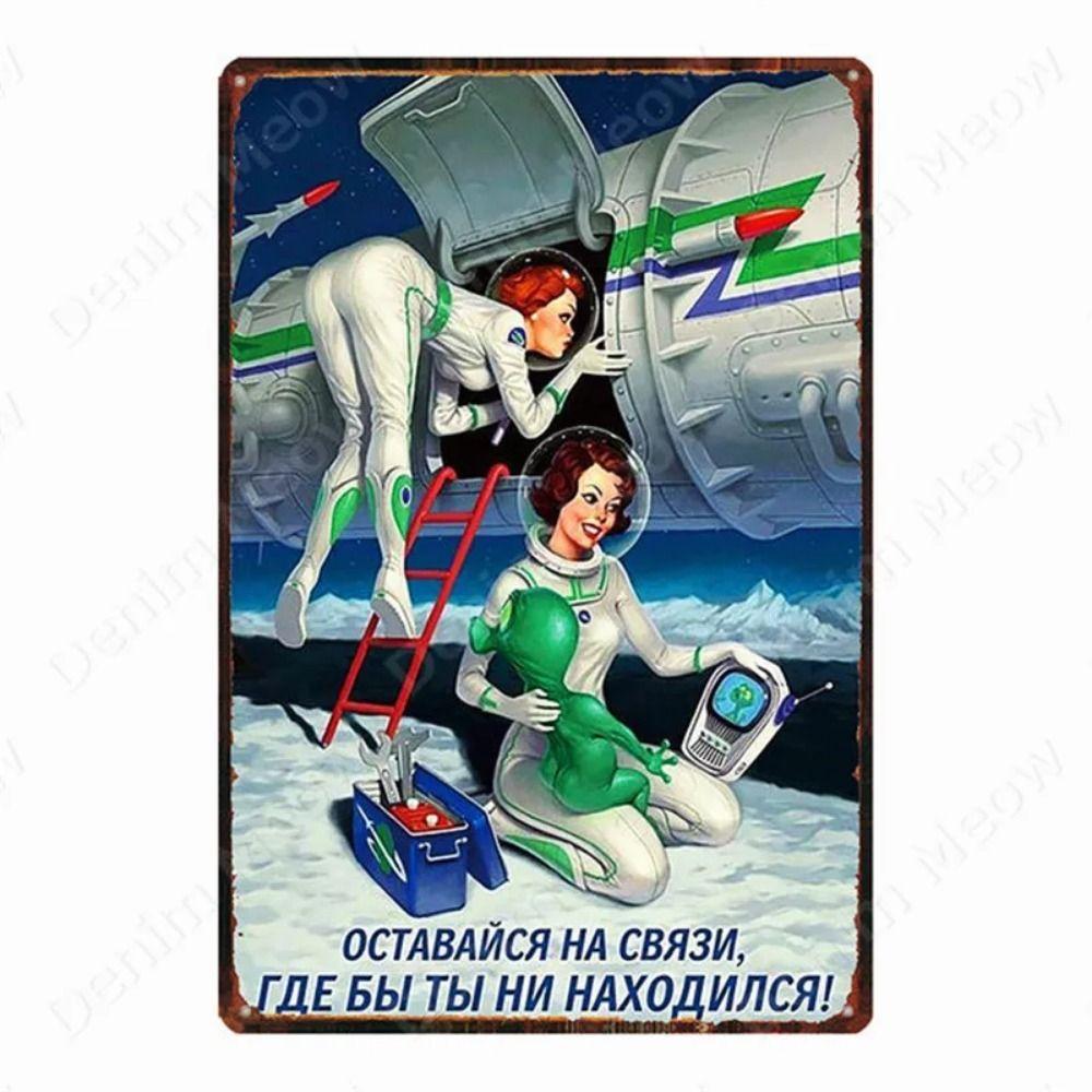 Русский Текст Винтажный Плакат Девушки Металлическая Жестяная Вывеска Декор для Домашнего Бара