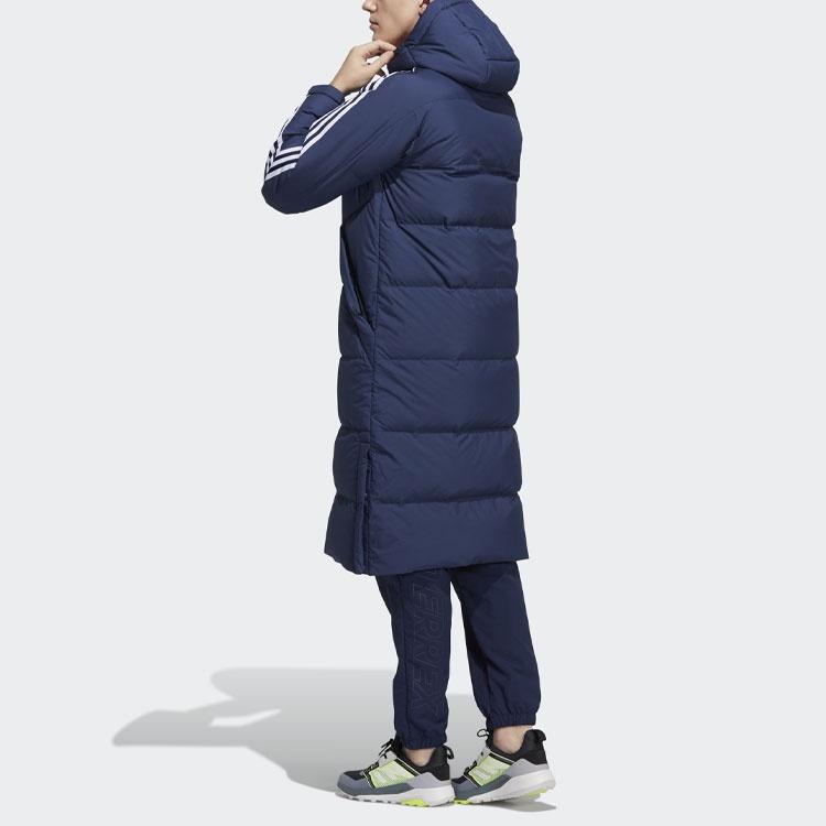 adidas Terrex 3st Long Coat Outdoor Sports Mid-Length Stay Warm Hooded Down Jacket Blue Men's H20763