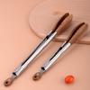 Food Tong Stainless Steel Wooden Cooking Tongs Anti-Slip Ergonomic Grip Serving Tongs for BBQ Food Buffets Parties