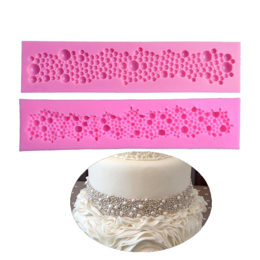 Жемчужное кружевное ожерелье в горошек, помадка, силиконовая форма, сделай сам, форма для украшения края шоколадного торта