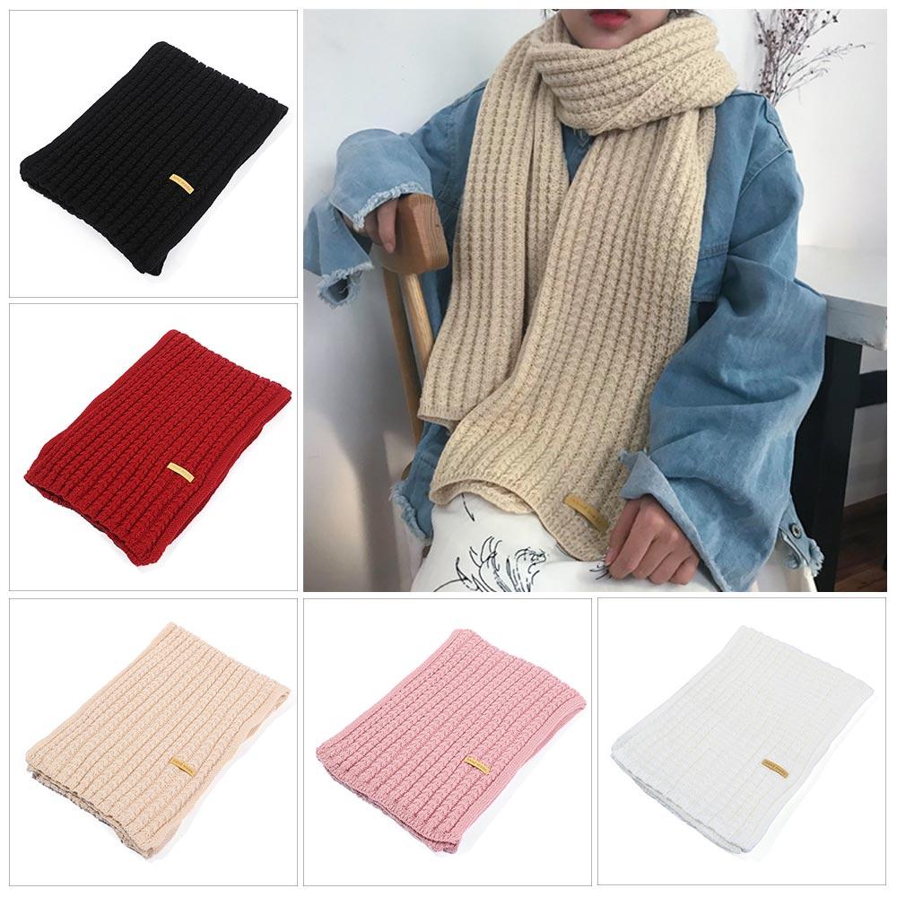 Fashion Outdoor Winter Warm Long Scarves Knitted Scarf Solid Color Vintage