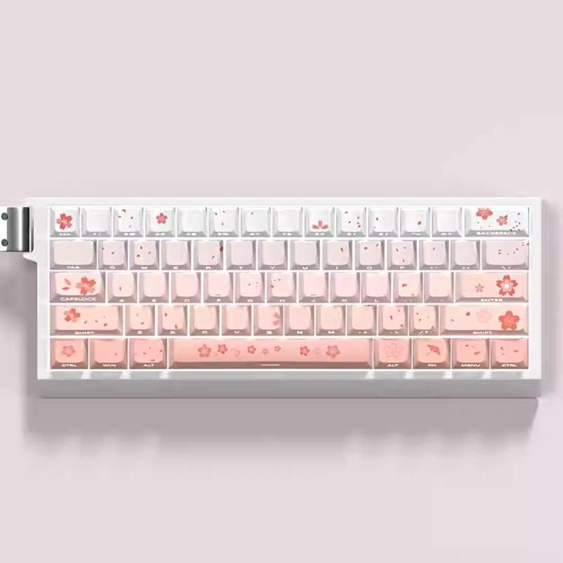 74 клавиши Боковая печать Полупрозрачные колпачки клавиш Sakura Оригинальный профиль Сублимация Подсвечиваемая колпачок клавиши для 60 Механические клавиатуры