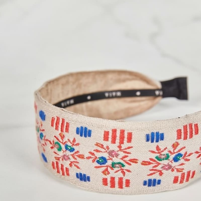 MAIA Garden Жаккардовая повязка для волос - Однотонная бежево-розовая