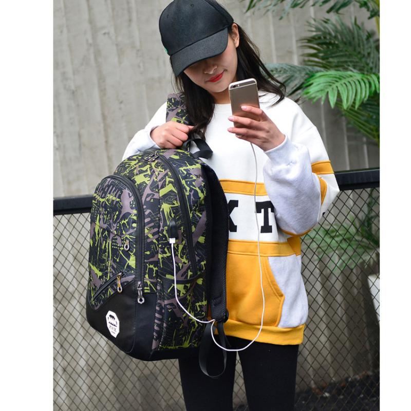 Комплект из 3 предметов, рюкзак для мужчин и женщин, повседневный рюкзак для ноутбука с зарядкой через USB, школьная сумка большой емкости, уличный дорожный рюкзак