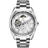 TEVISE Watch Мужские полностью автоматические механические часы Lunar Phase со стальным ремешком