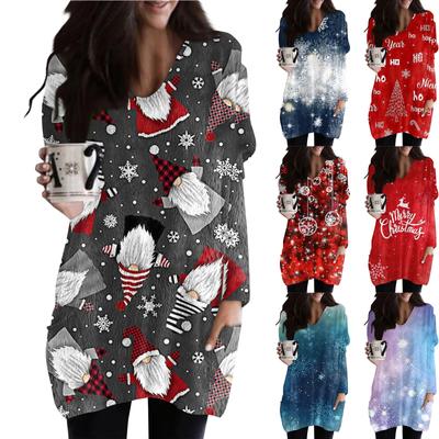 Женская зимняя рождественская одежда, женский французский кашемировый рождественский принт, топ с длинным рукавом, толстовка