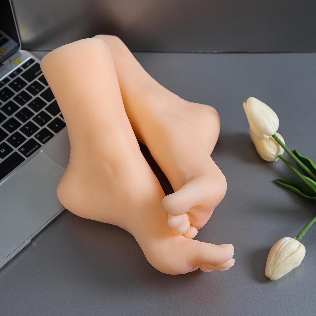 Silicone Mannequin Feet Fetish Female Foot Model Fake Nail Art Display Tassel Bone Ankle Dummy Human Medical 3604