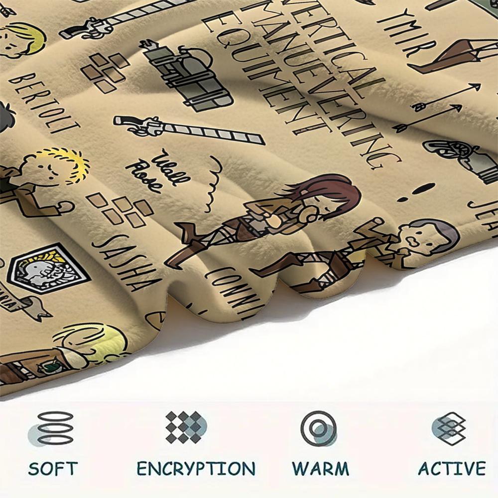 1 шт. Фланелевое одеяло с принтом «Атака титанов», Высокое качество, Для всех сезонов, Декор для дома, Тепло и комфорт, Идеально для рождественских подарков