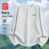 MINISO Men's Japanese-Style Casual Henley Long-Sleeve Shirt