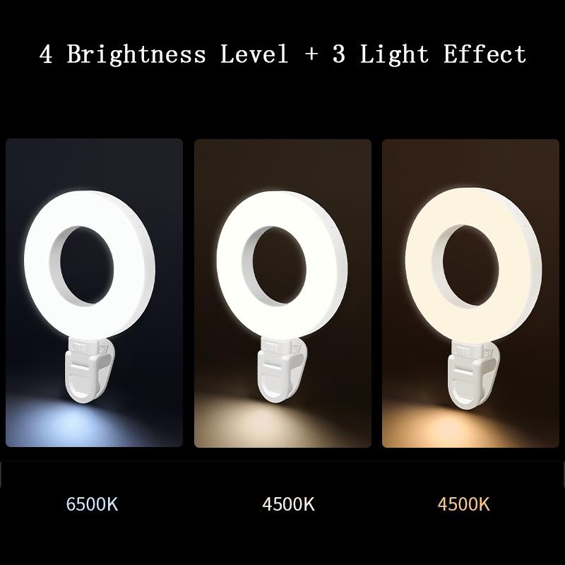 Светодиодный свет для селфи 80 светодиодов 800 мАч перезаряжаемый свет для телефона клипса 3 режима освещения кольцевой свет для телефона iPad камеры ноутбука селфи