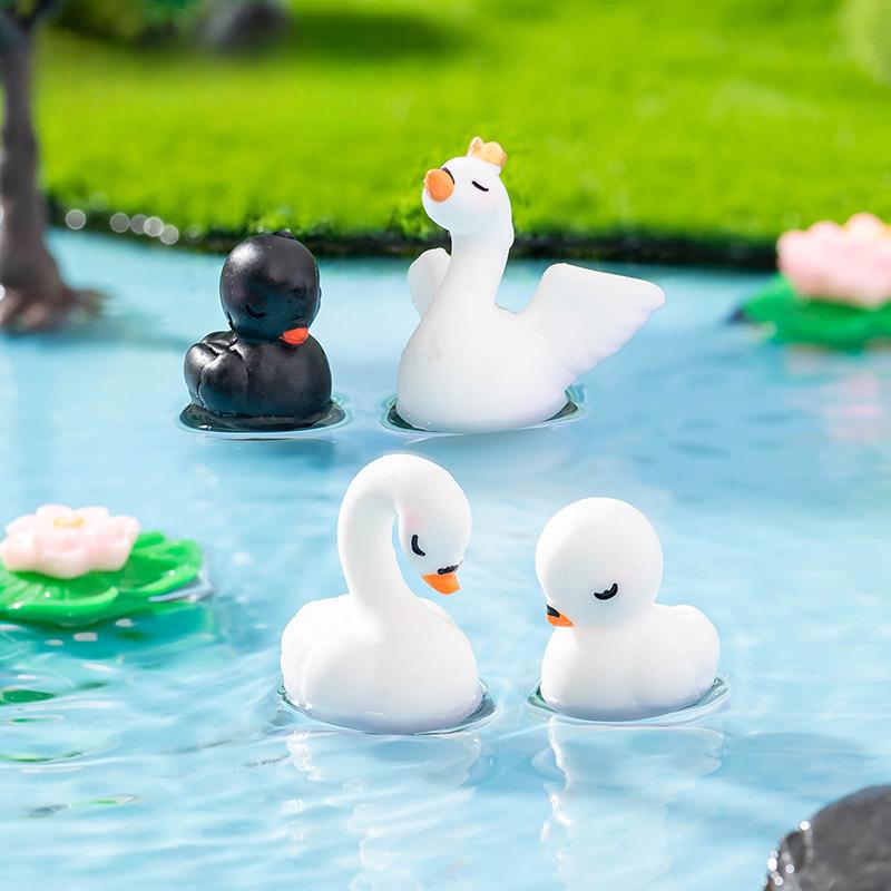 Мох Микро Ландшафтный Декор Милый Элегантный Черно-Белый Лебедь Животное Украшение Бонсай Настольное Украшение Автомобиля