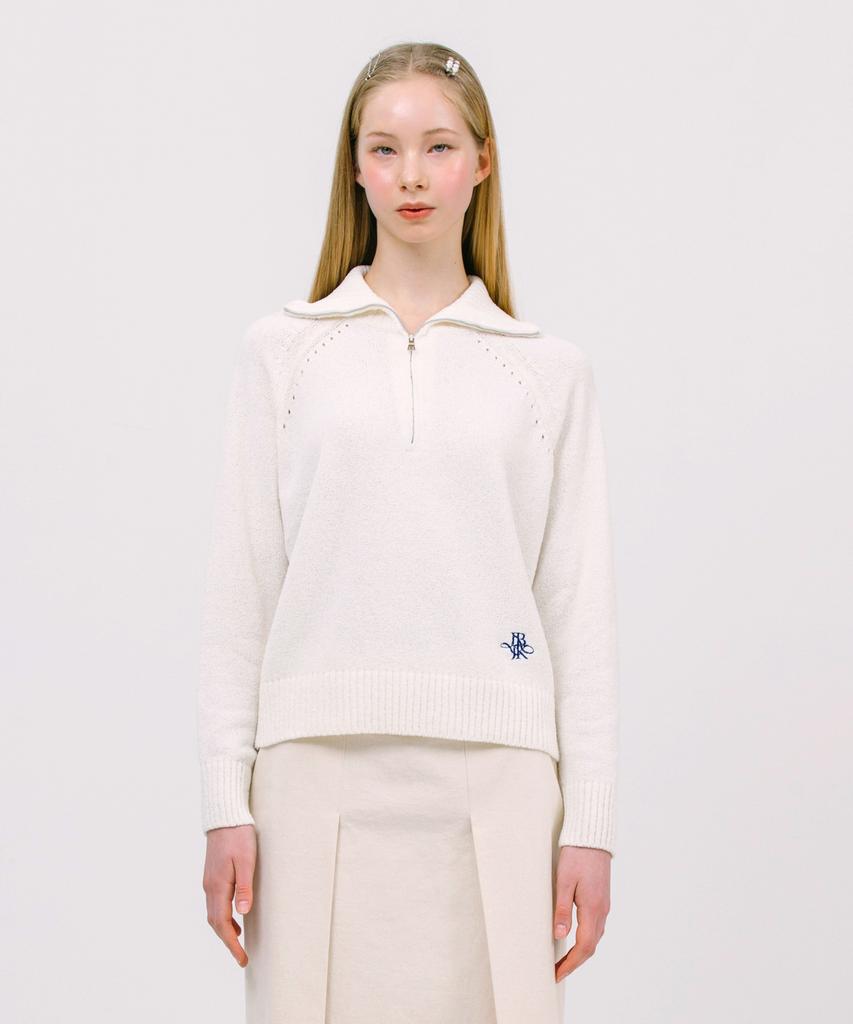 JUN BY JUN K Jk Boucle Half Zip Knit_White