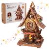 ROKR 3D Puzzle Wooden Hakko Clock with Cuckoo and Chime Precision Assembly DIY Creative Interior Home Living Gift Perfect for Kids and Educational
