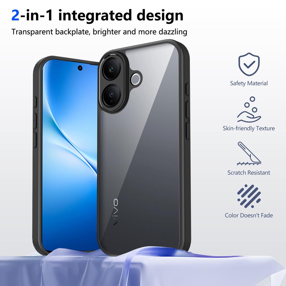 KEYSION Прозрачный чехол для телефона VIVO V60 Lite 5G, мягкий силикон + поликарбонат, противоударный чехол для телефона IQOO Z10R