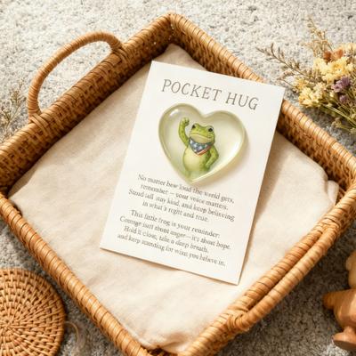Лягушка Карманные обнимашки с Подарочной Картой Лягушка Снова Машина Протеста Карманный Жетон для Обнимашек Лягушка Эмоциональной Поддержки с Вдохновляющими Карточками Памятный Подарок