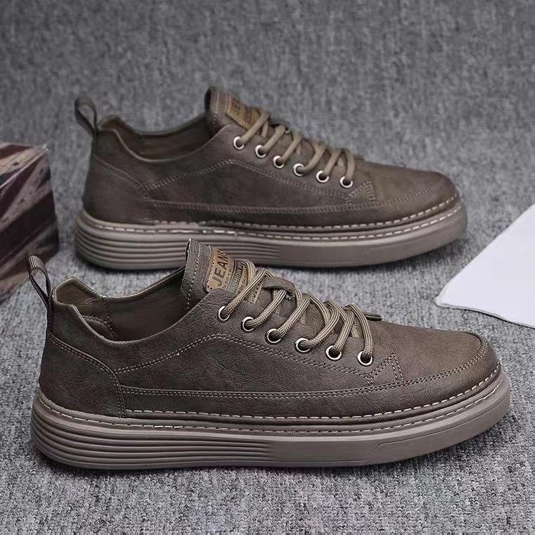 Spring Men's Shoes 2024 New Men's Sports and Leisure British Black Leather Shoes Work Versatile Dress Business Trendy Shoes