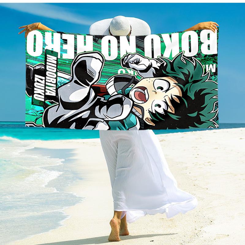 1pc Heros Determination Izuku Midoriya beach towel,quick drying absorbent beach towel,outdoor sports swimming beach towel,Soft and comfortable Y7227